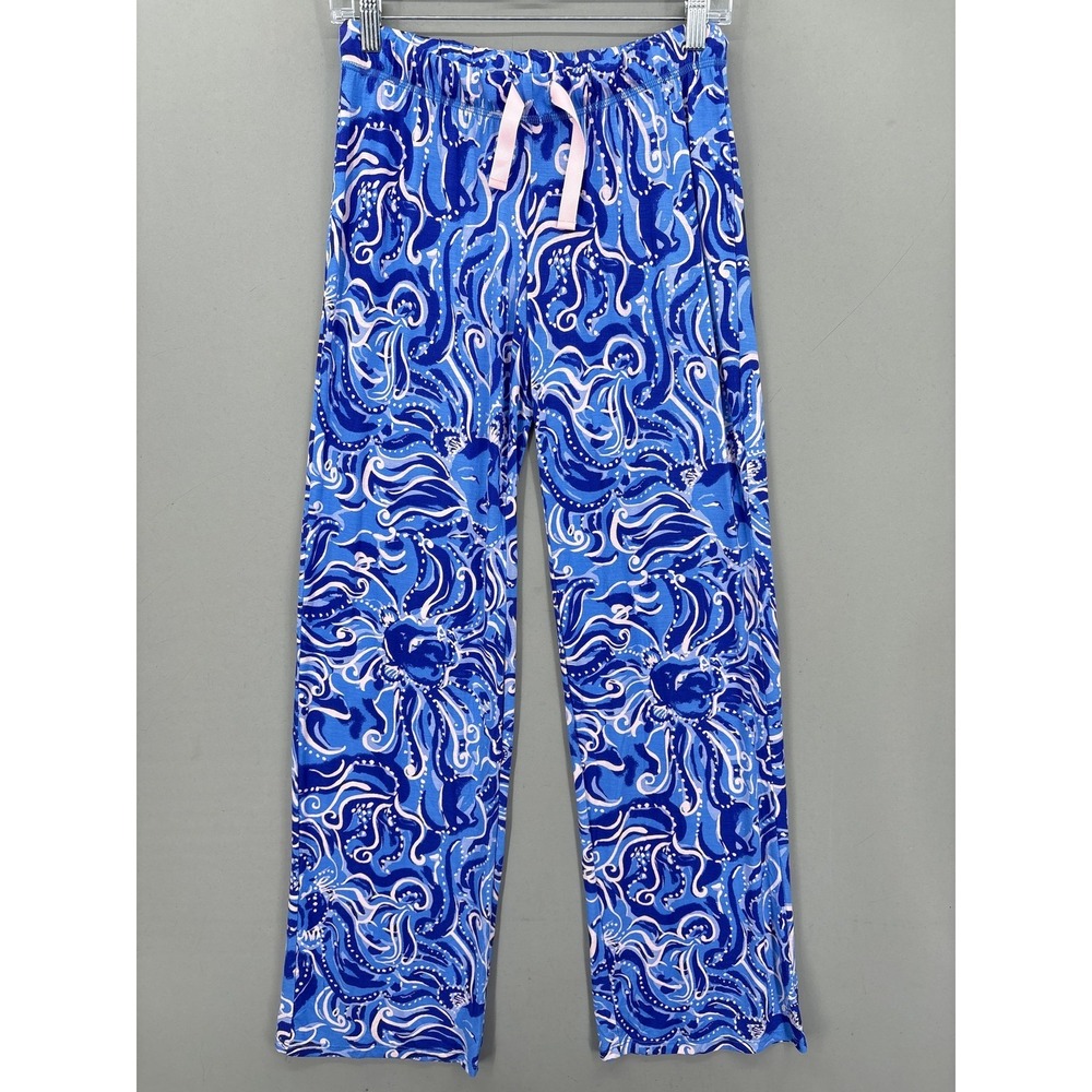 Lilly Pulitzer Pajama Pants Womens XS Blue Octopus Sea Life Print Lounge Soft